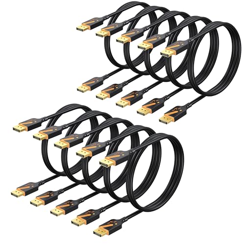 RyzzRooa DisplayPort Cable 3FT, 10-Pack DP to DP Cables, Display Port Male to Male Cable Adapter with 4K@60Hz, 2K@165Hz, 2K@144Hz, Support 3D, HDR for Gaming, Computer, TV, Monitor … - Image 1