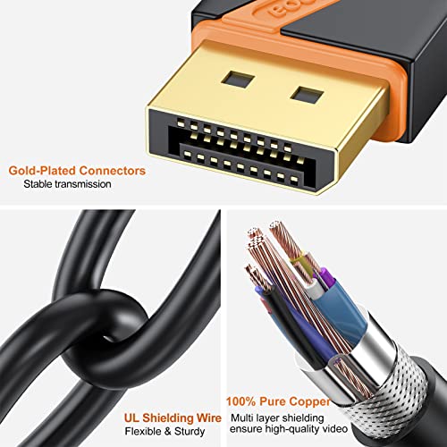 RyzzRooa DisplayPort Cable 3FT, 10-Pack DP to DP Cables, Display Port Male to Male Cable Adapter with 4K@60Hz, 2K@165Hz, 2K@144Hz, Support 3D, HDR for Gaming, Computer, TV, Monitor … - Image 5