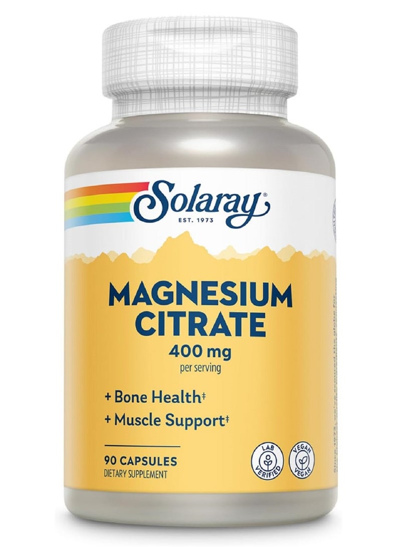 SOLARAE Solaray Magnesium Citrate 400 mg, 90 Capsules - Image 1