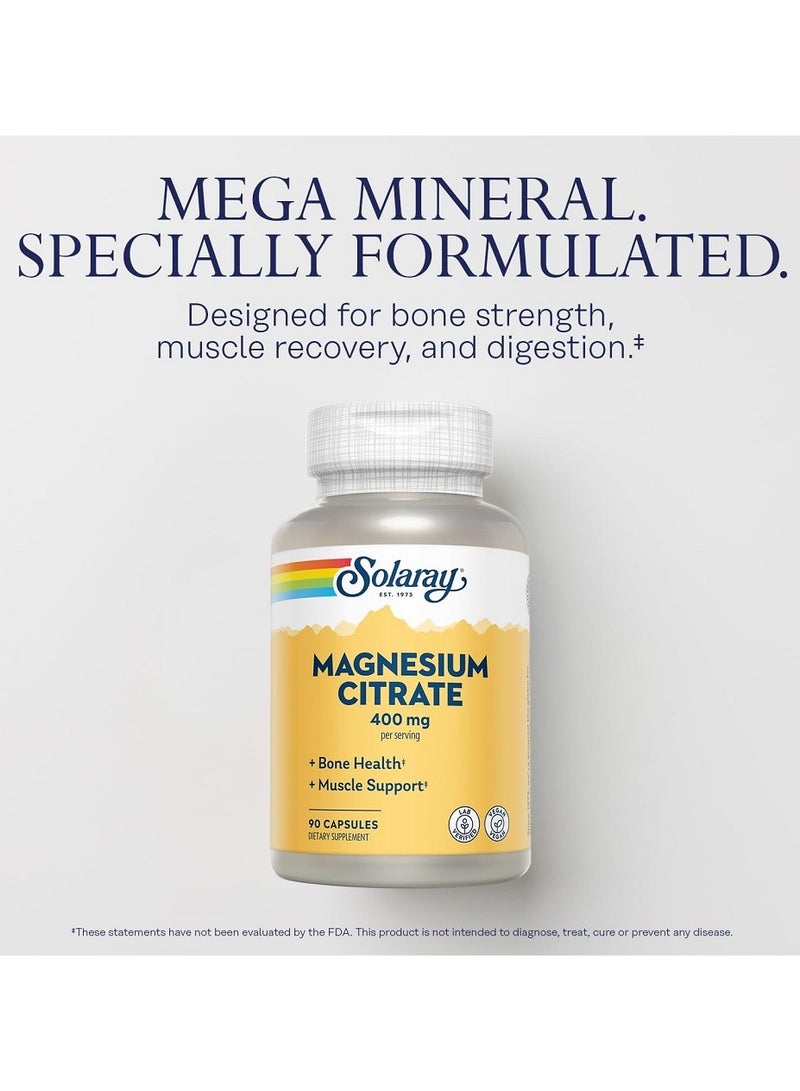 SOLARAE Solaray Magnesium Citrate 400 mg, 90 Capsules - Image 3