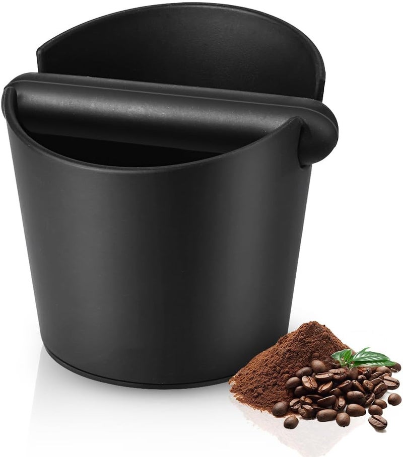 Proxima Direct Coffee Grind Bin, 4.8 Inch Espresso Knock Box Dump Bin Waste Bin with Removable Knock Bar and Non-Slip Base (Black) - Image 1