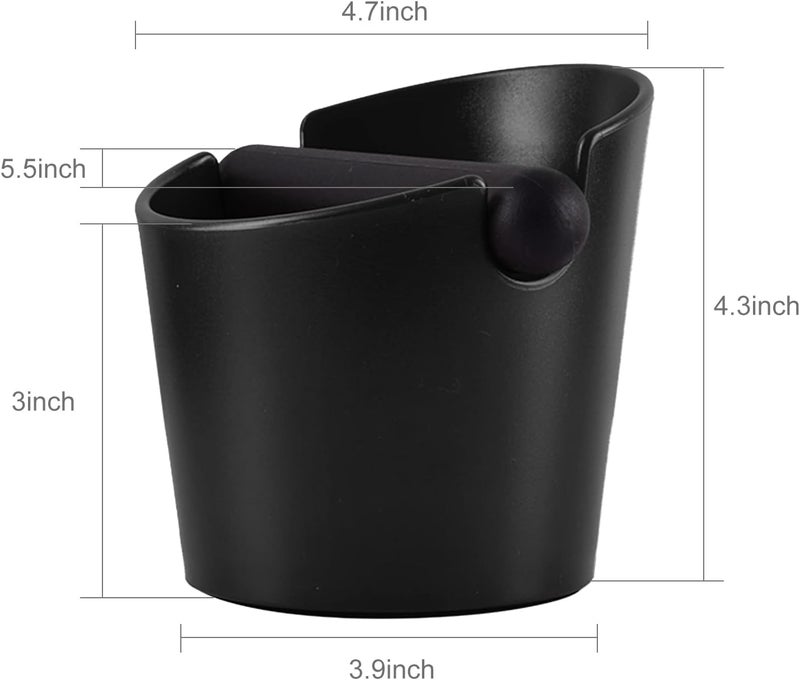 Proxima Direct Coffee Grind Bin, 4.8 Inch Espresso Knock Box Dump Bin Waste Bin with Removable Knock Bar and Non-Slip Base (Black) - Image 2