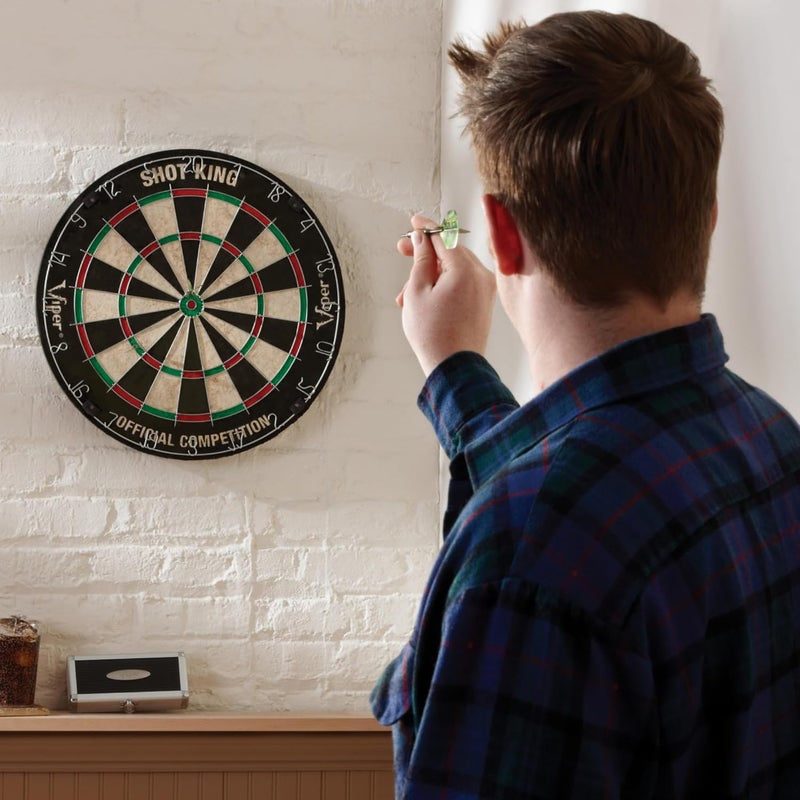 Viper by GLD Products Shot King Regulation Bristle Steel Tip Dartboard Set with Bullseye Metal Radial Spider Wire Compressed Sisal Board with Rotating Number Ring Includes 6 Darts Black - Image 2