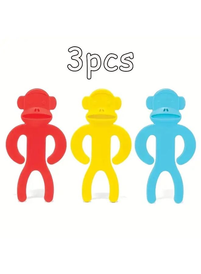 3pcs Colorful Monkey Shaped Laundry Clips Plastic Sock Drying Organizer Home Use - Image 1