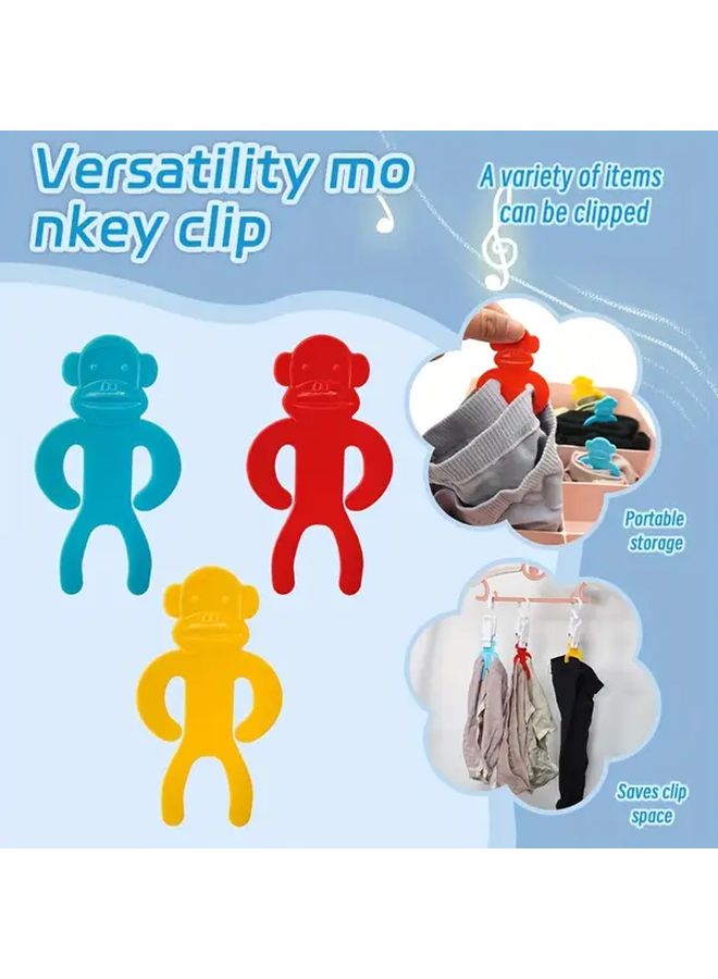 3pcs Colorful Monkey Shaped Laundry Clips Plastic Sock Drying Organizer Home Use - Image 3