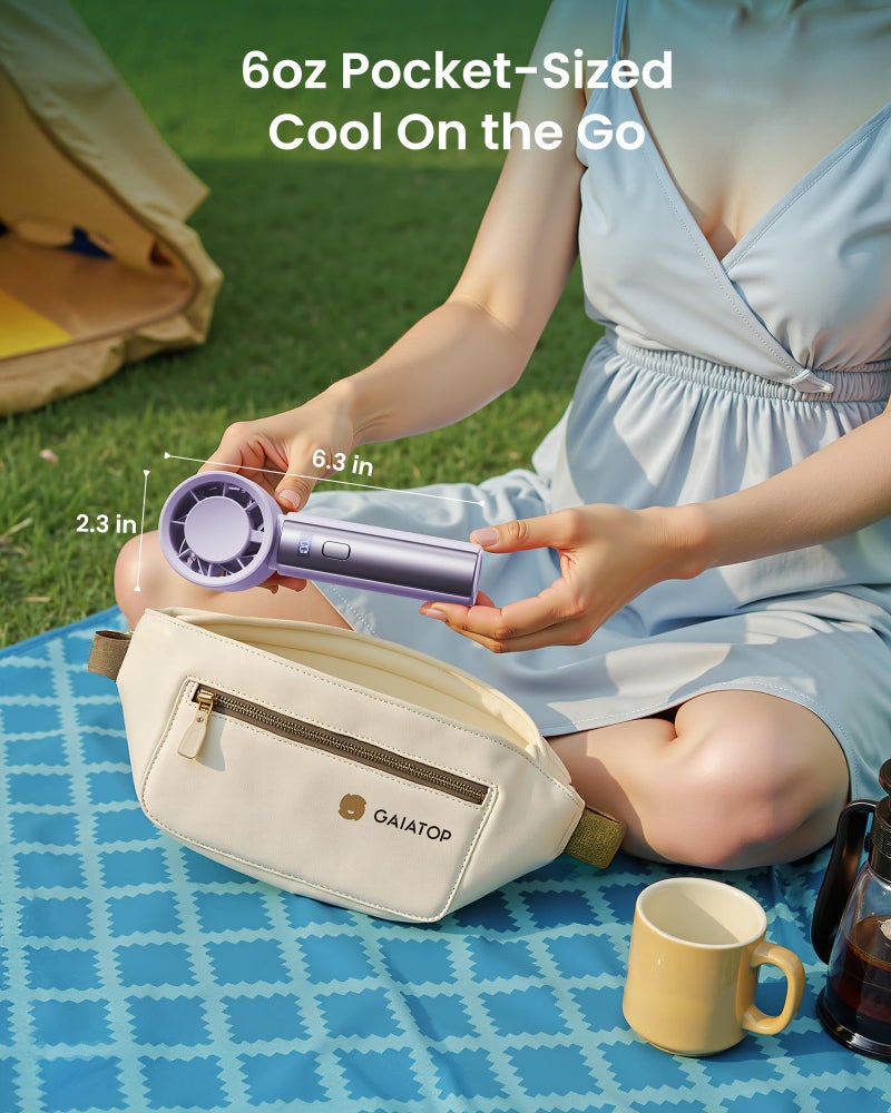 Gaiatop Small Handheld Personal Fan, Powerful High Speed Turbo Cooling, 4000mAh USB Rechargeable Battery Powered Mini Portable Fan for Travel, Outdoor Essentials, Summer Gifts for Women Girls, Purple - Image 4