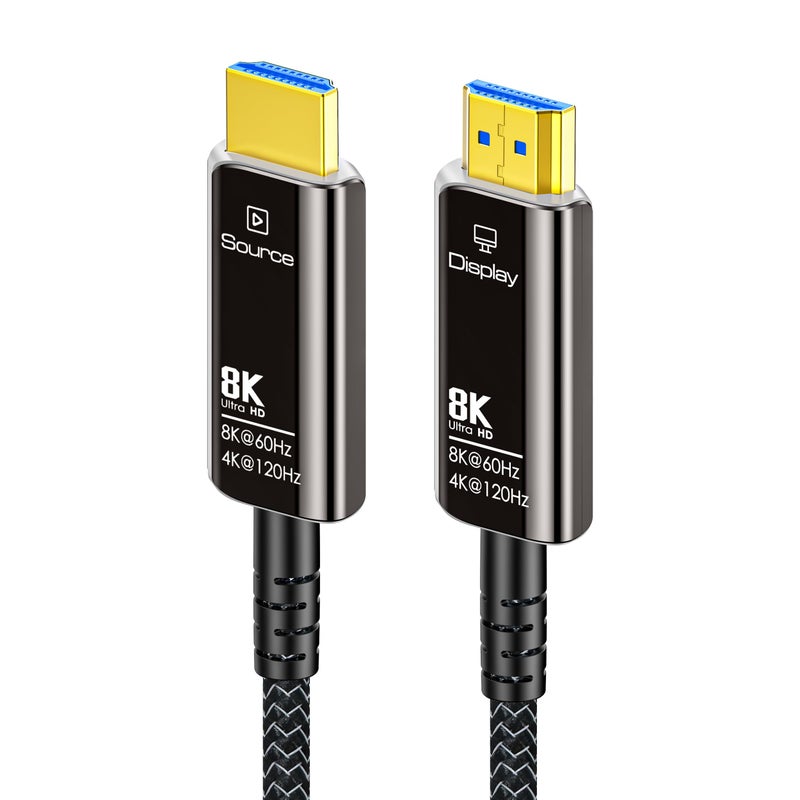 DGHUMEN 50FT Fiber Optic HDMI Cable 8K with Hard Wear Nylon Braided HDMI 2.1 Cord, Supports 8K@60Hz 4K@120Hz Ultra High Speed 48Gbps Dynamic HDR, Male-to-Male - Image 5