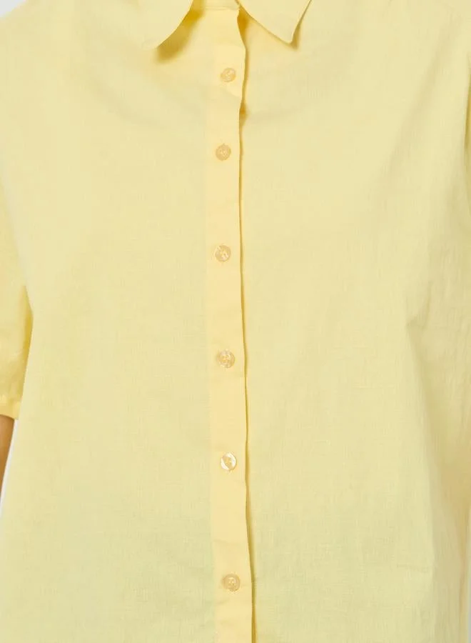 Styli  Women Solid Oversized Short Sleeve Shirt for Women | Best Price UAE