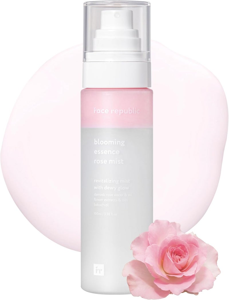 Face Republic Blooming Essence Rose Mist 100ml 338 fl oz  Instant Glass Skin  All In One Mist  Revitalizing Nourishing Deep Hydration Dewy Glow  Damask Rose Bakuchiol  Vegan Korean Skin Care