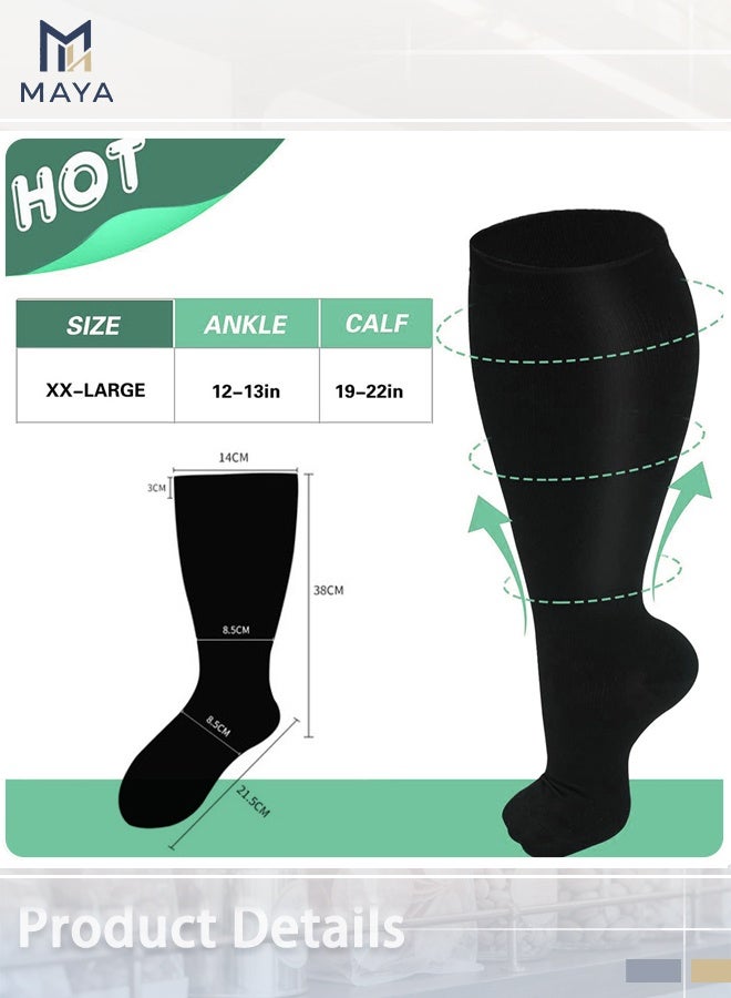 مايا جوارب ضاغطة داعمة مقاس XL: جوارب طويلة تصل إلى الركبة، بضغط 20-30 ملم زئبق، مناسبة للرجال والنساء. تُحسّن الدورة الدموية، وتوفر راحة مثالية. عبوة من 3 جوارب. - Image 3