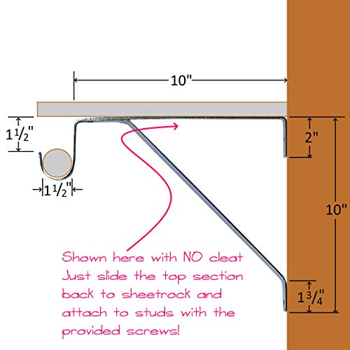 Desunia Adjustable Closet Rod & Shelf Support Bracket - White - Set of 2 - Image 5
