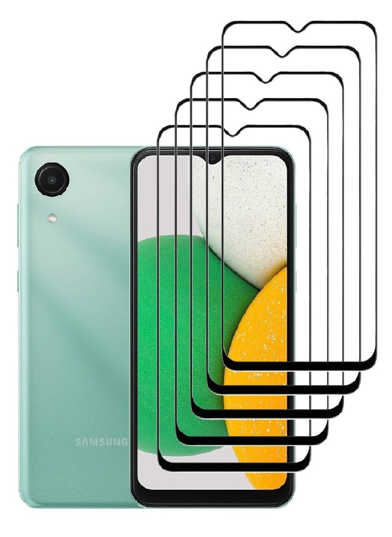 AINA 5 قطع واقي شاشة زجاجي مقسى مصمم لجهاز سامسونج جالاكسي A03 كور تغطية كاملة من الحافة إلى الحافة ولصق كامل خالي من الفقاعات - Image 1