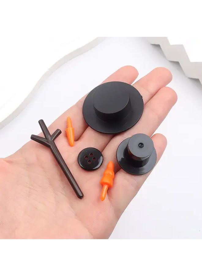 119pcs Black Hat and Orange Carrot Nose Snowman Button Beads for Christmas Decorations - Image 2