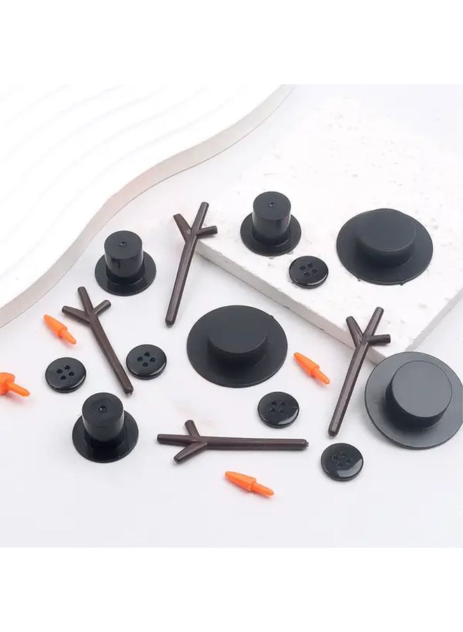 119pcs Black Hat and Orange Carrot Nose Snowman Button Beads for Christmas Decorations - Image 3