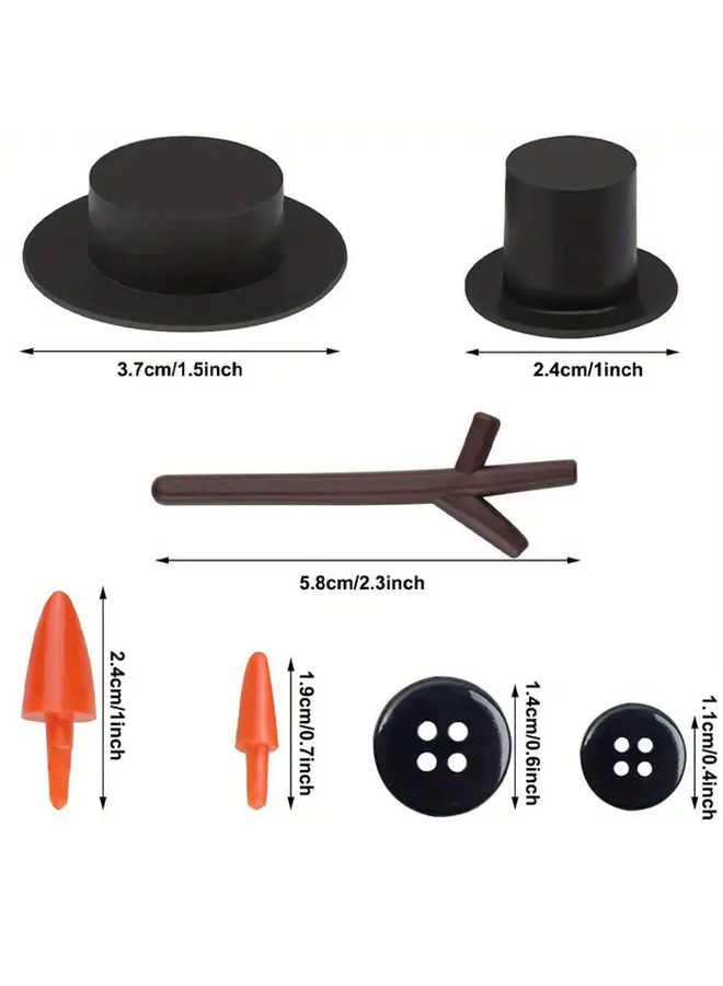 119pcs Black Hat and Orange Carrot Nose Snowman Button Beads for Christmas Decorations - Image 4