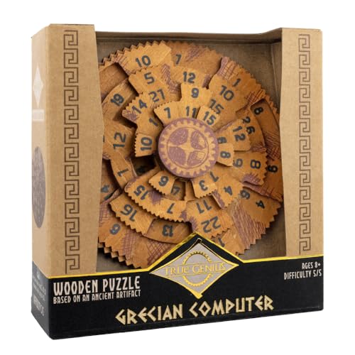 Project Genius Grecian Computer Mechanical Math Puzzle, Wooden Brainteaser Gift for History Buffs and Smart Kids, Teens, and Adults - True Genius Series Inspired by The Ancient Antikythera Mechanism - Image 1