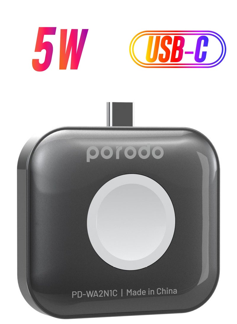 porodo - 2in1 Apple Watch and Airpod Charger with Type-C Connector - Grey - Image 1