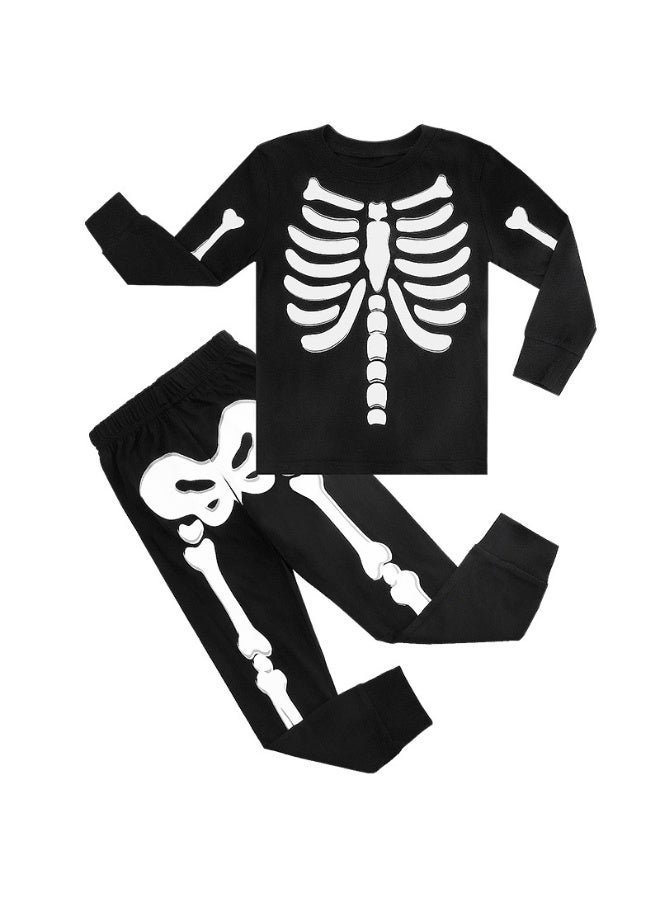 general طقم بيجامة متوهج للأولاد في عيد الهالوين يضيء في الليل - زي هيكل عظمي للتمثيل - Image 1