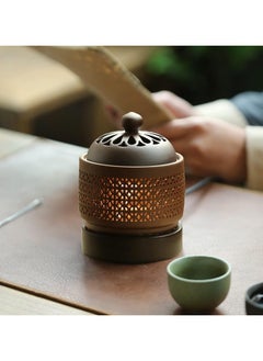 INFOSUN Ceramic Electric Incense Burner, Electronic Aroma Diffuser with Timing Temperature Adjustment and Cover, Resin Frankincense Burner, Used for Indoor Air Purification/Home Decoration/Meditation/Yoga/SPA(High)  - Image 3