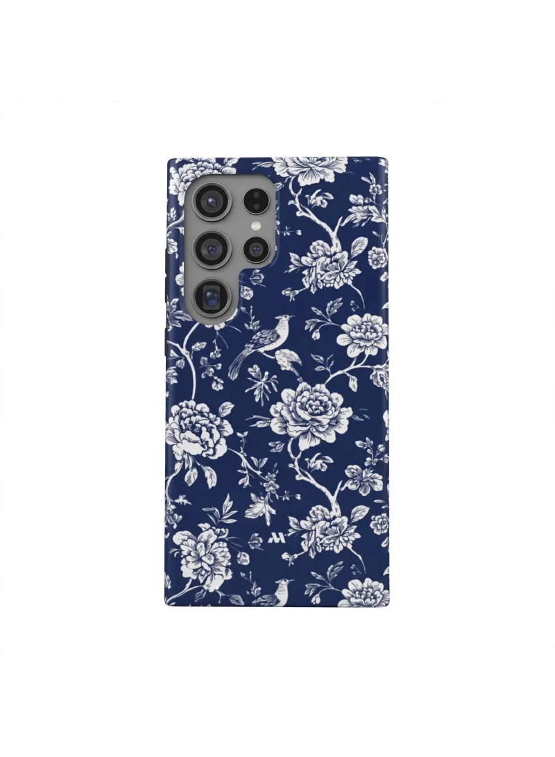 Mobcos Samsung Galaxy S24 Ultra Royal Blue Bloom Premium Case Compatible with Hybrid Dual-Layer Hard Shell + Silicone Protection - Scratch-Resistant Shockproof Mobile Cover