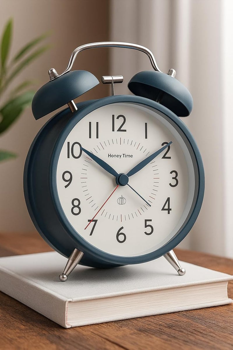 CBK Alarm Clock-Analog Silent Vintage Clock, Alarm Clock for Heavy Sleepers Table Clock for Study Table Home Office Bedroom (Metalic Green Big) - Image 3
