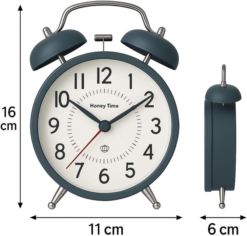 CBK Alarm Clock-Analog Silent Vintage Clock, Alarm Clock for Heavy Sleepers Table Clock for Study Table Home Office Bedroom (Metalic Green Big) - Image 5