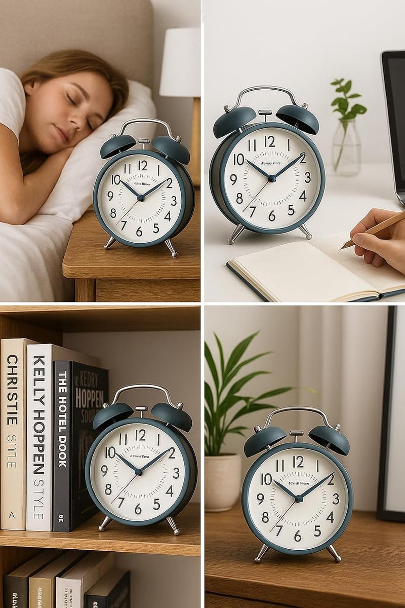 CBK Alarm Clock-Analog Silent Vintage Clock, Alarm Clock for Heavy Sleepers Table Clock for Study Table Home Office Bedroom (Metalic Green Big) - Image 4