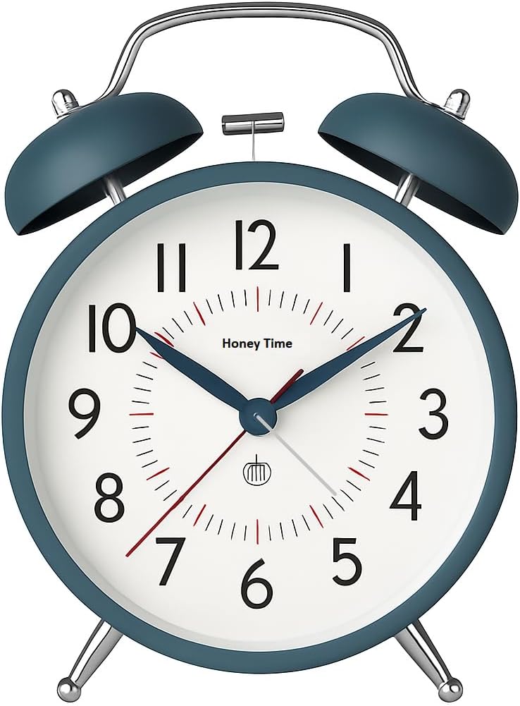 CBK Alarm Clock-Analog Silent Vintage Clock, Alarm Clock for Heavy Sleepers Table Clock for Study Table Home Office Bedroom (Metalic Green Big) - Image 1