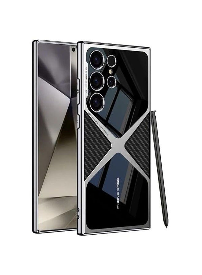 عام حافظة لجهاز سامسونج جالاكسي S24 Ultra، مصنوعة من TPU الفائق النعومة ومضادة للصدمات، بتصميم أعمال درع الكربون، بدون قلم. - Image 1