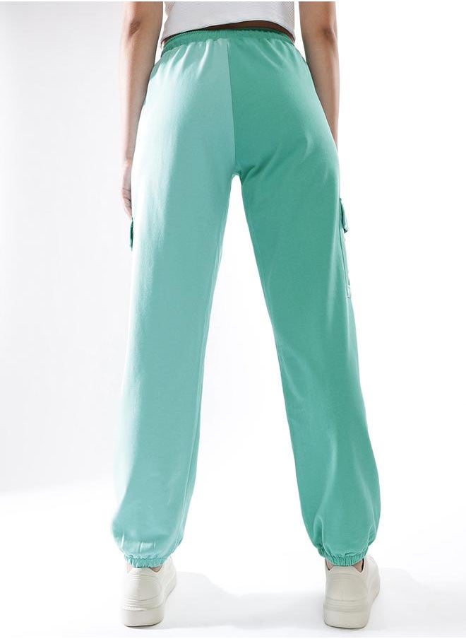 Hubberholme Women Cotton Colourblocked Relaxed-Fit Cargo Printed Track Pants  - Image 5