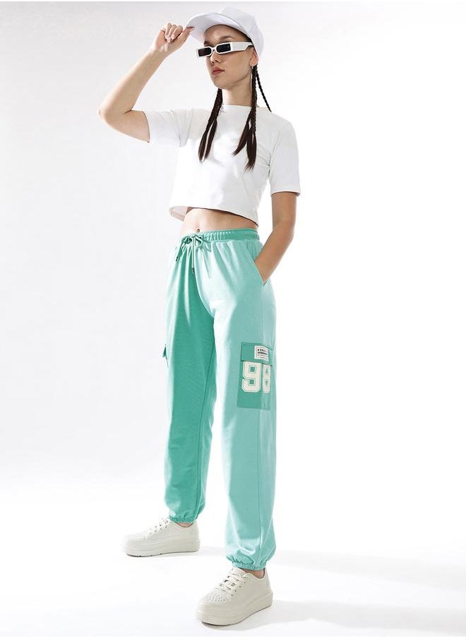 Hubberholme Women Cotton Colourblocked Relaxed-Fit Cargo Printed Track Pants  - Image 1