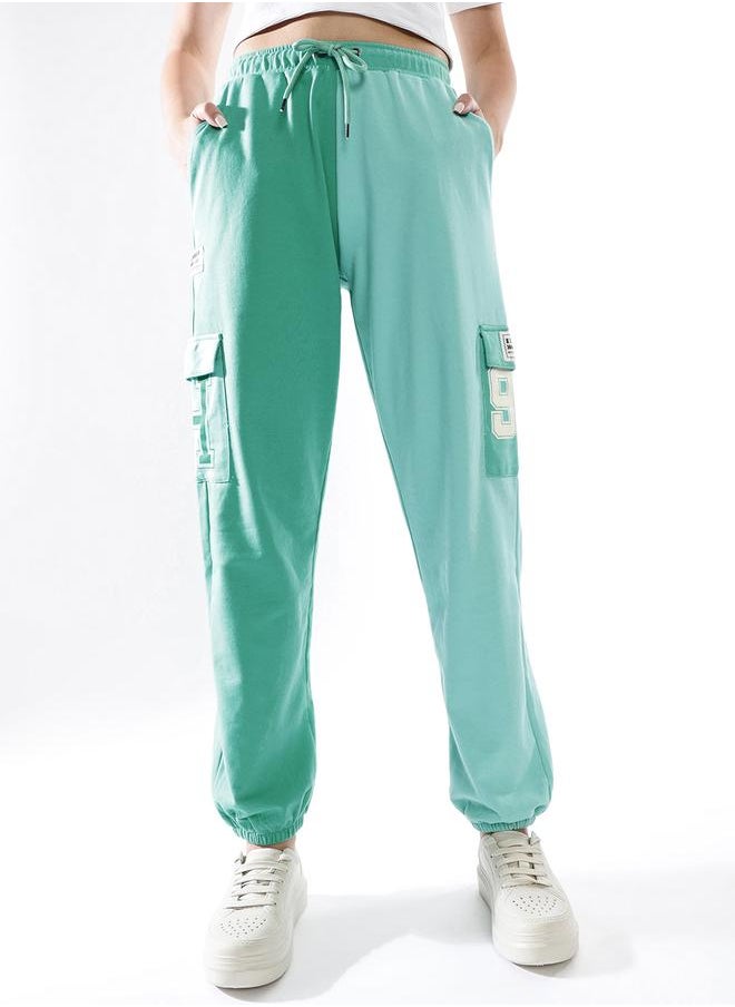 Hubberholme Women Cotton Colourblocked Relaxed-Fit Cargo Printed Track Pants  - Image 4