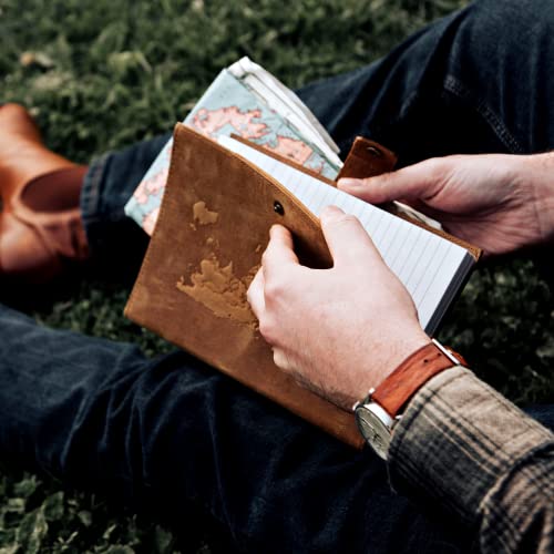 Modest Goods Travel Journal Series by Modest Goods - Refillable Leather Cover and A5 Notebook - Travel Accessories for Men & Women - Great for Traveler Adventure Journal, Vacation Scrapbook, Planner (World Map) - Image 4