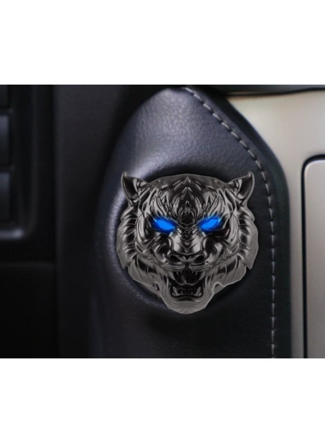 3D Tiger Head Car Push Start Button Cover, 150° Rotatable Ignition Switch Decor Sticker, Aluminum Alloy One Key Start Stop Protector, Car Interior Modification Accessories, Inner Diameter 3cm, Outer Diameter 4cm - Image 1