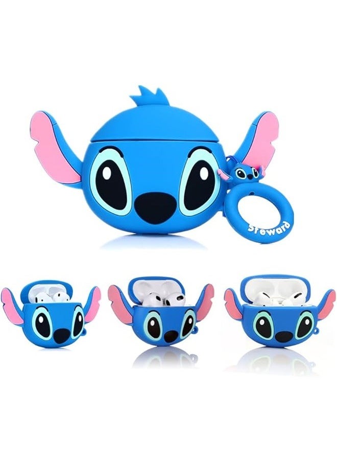 yongsheng Stitch Cartoon Case Cover For Apple AirPods Pro ，Protective Silicone Cute Funny Cartoon 3D Cover for Stitch AirPods Case with Ring  - Image 2