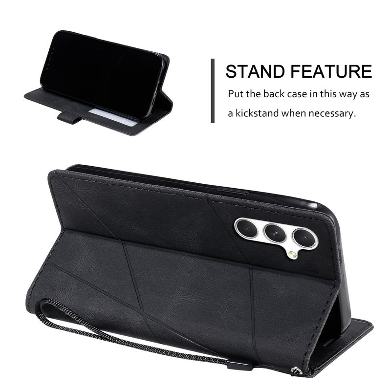 HuHa Case Cover For Samsung Galaxy A16 5G Skin Feel Splicing Leather Phone Case(Black) - Image 4
