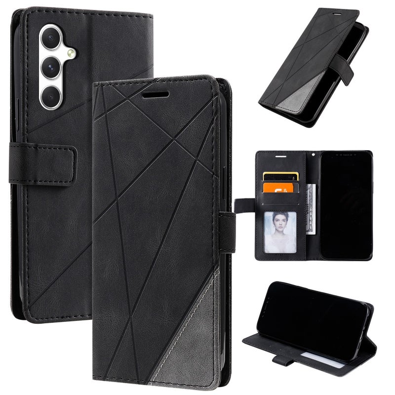 HuHa Case Cover For Samsung Galaxy A16 5G Skin Feel Splicing Leather Phone Case(Black) - Image 1