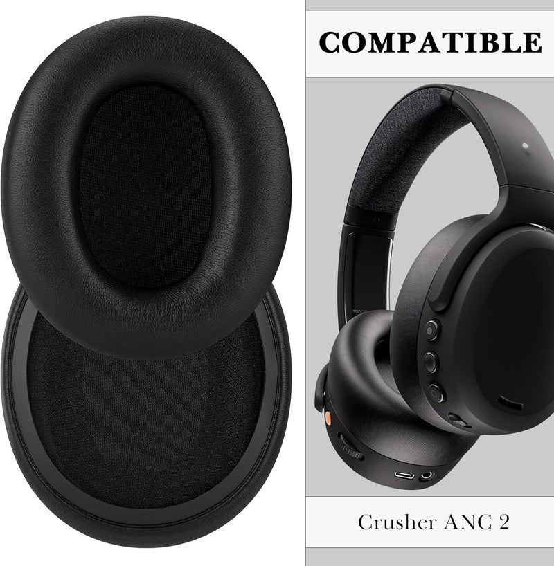 Linkidea Replacement Ear Pads for Skullcandy Crusher ANC 2 Headphones, Ear Covers, Headset Earpads (Protein Leather/Black) - Image 3