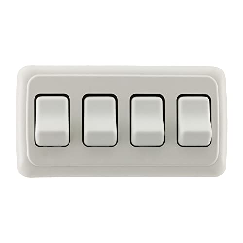 American Technology Components Quad SPST On-Off Switch with Bezel, 12-Volt, for RV, Trailer, Camper (White) - Image 2