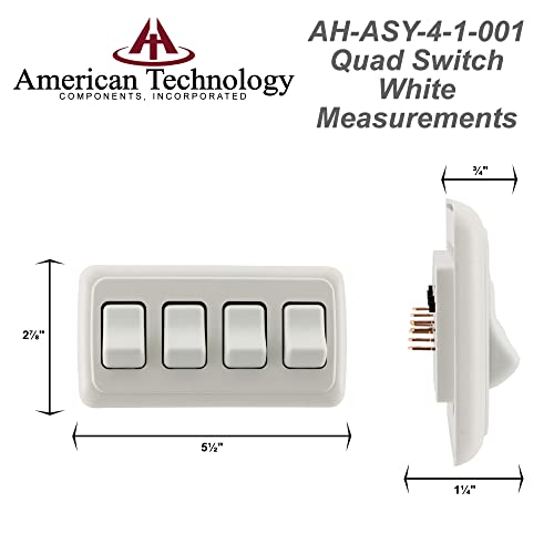 American Technology Components Quad SPST On-Off Switch with Bezel, 12-Volt, for RV, Trailer, Camper (White) - Image 4