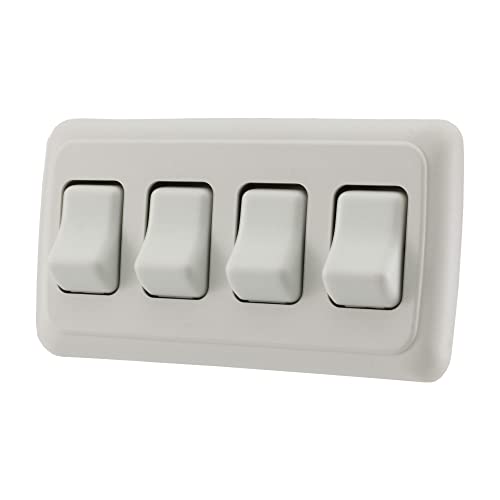 American Technology Components Quad SPST On-Off Switch with Bezel, 12-Volt, for RV, Trailer, Camper (White) - Image 1