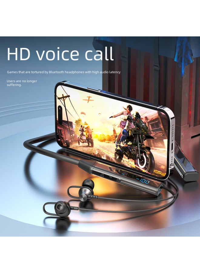 Wireless Bluetooth Headset Hanging Neck Subwoofer Card Sports Suitable For Apple Vivo For Huawei Mobile Phone Long Endurance-Color:Silver