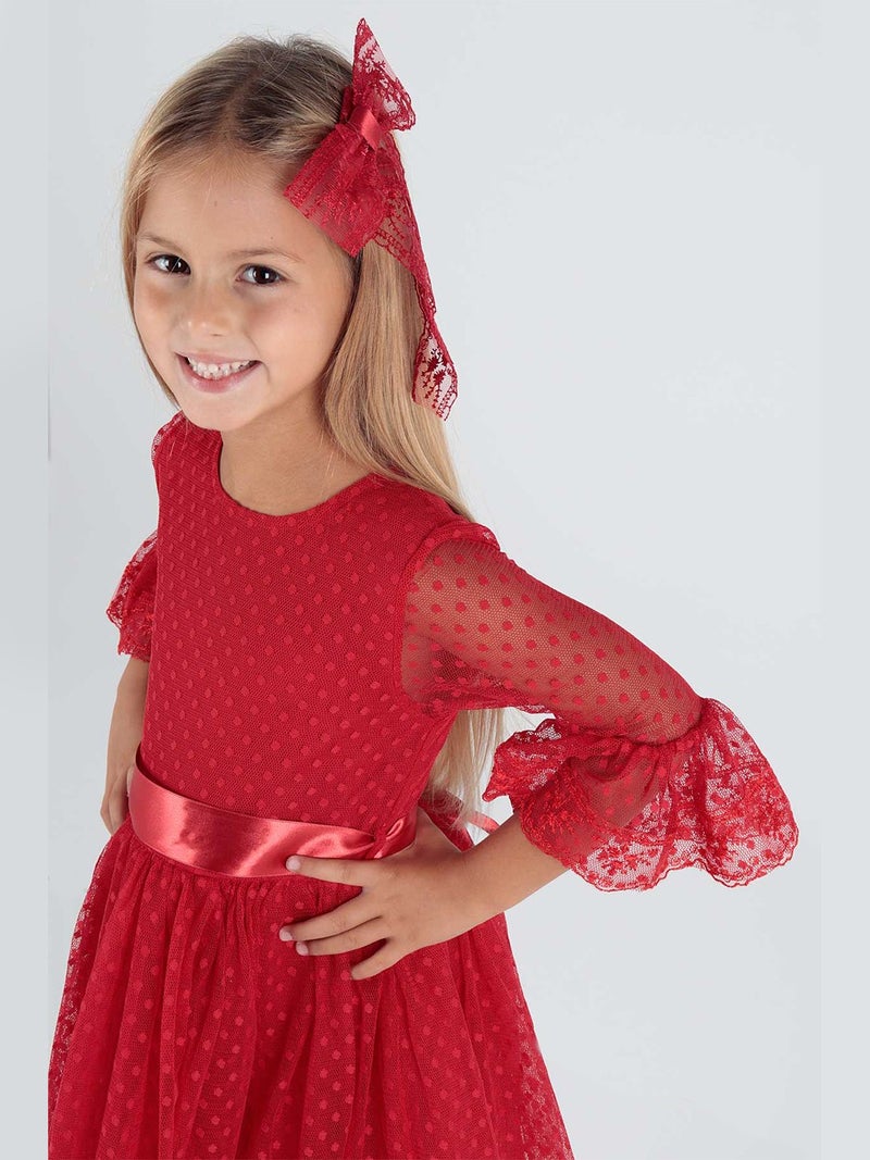 Ahenk Kids AHENGİM GIRL CHILDREN DRESS GIRL CHILDREN BUCKLE DRESS GIRL DRESS TULLE LACE DRESS AK2209  - Image 1