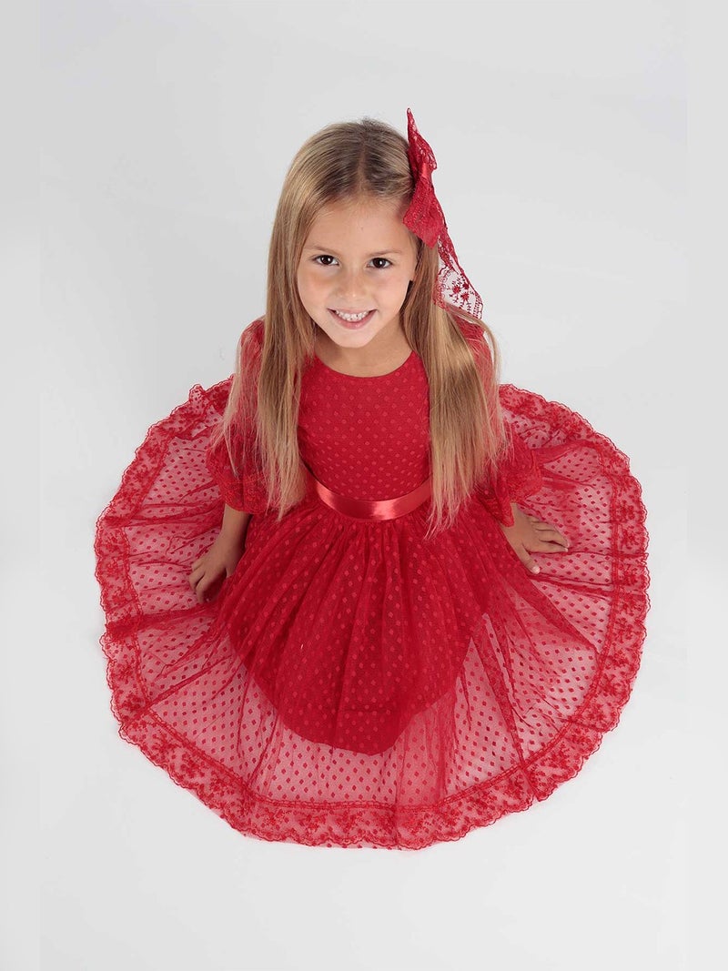 Ahenk Kids AHENGİM GIRL CHILDREN DRESS GIRL CHILDREN BUCKLE DRESS GIRL DRESS TULLE LACE DRESS AK2209  - Image 4