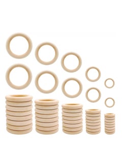 50 pcs Natural Wood Rings Smooth Unfinished Wooden Rings for for DIY Craft, Ring Pendant and Connectors Jewelry Making (1.2”,1.6”,2“,2.4”,2.8“)
