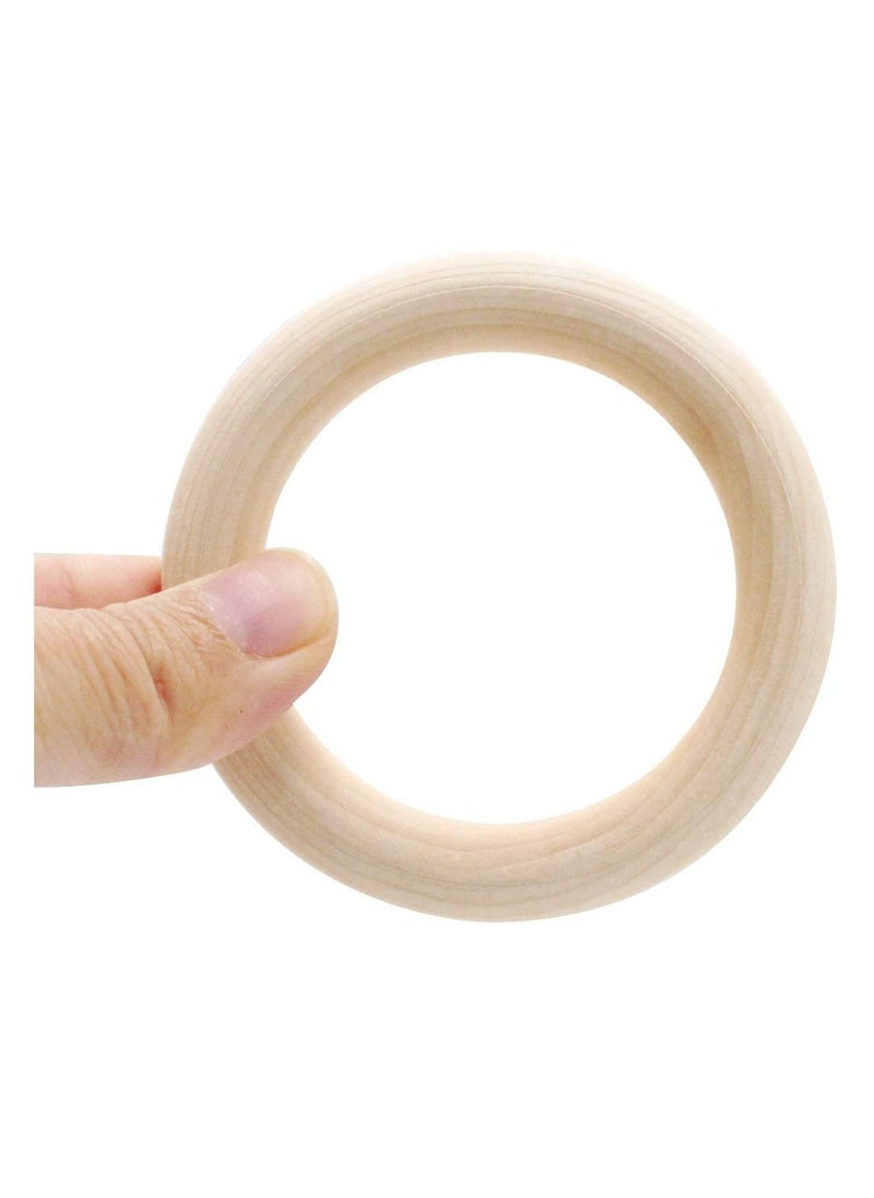Excefore - 50 pcs Natural Wood Rings Smooth Unfinished Wooden Rings for for DIY Craft, Ring Pendant and Connectors Jewelry Making (1.2”,1.6”,2“,2.4”,2.8“) - Image 1