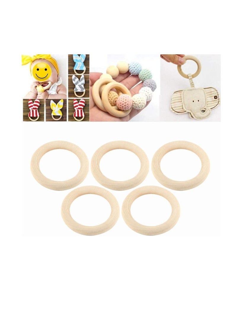 Excefore - 50 pcs Natural Wood Rings Smooth Unfinished Wooden Rings for for DIY Craft, Ring Pendant and Connectors Jewelry Making (1.2”,1.6”,2“,2.4”,2.8“) - Image 1