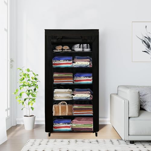 RAXON WORLD 6 Layer Black Space-Saver Collapsible Wardrobe: Maximize Your Space with Style - Image 1