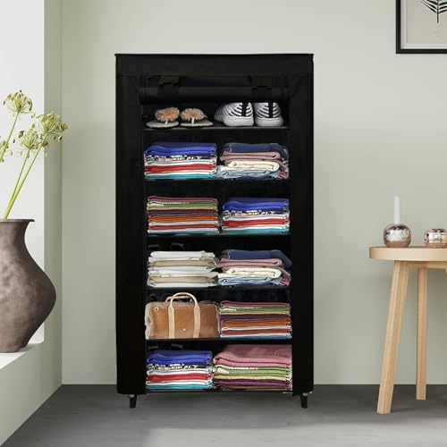 RAXON WORLD 6 Layer Black Space-Saver Collapsible Wardrobe: Maximize Your Space with Style - Image 2