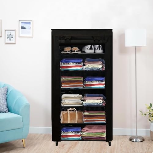 RAXON WORLD 6 Layer Black Space-Saver Collapsible Wardrobe: Maximize Your Space with Style - Image 3